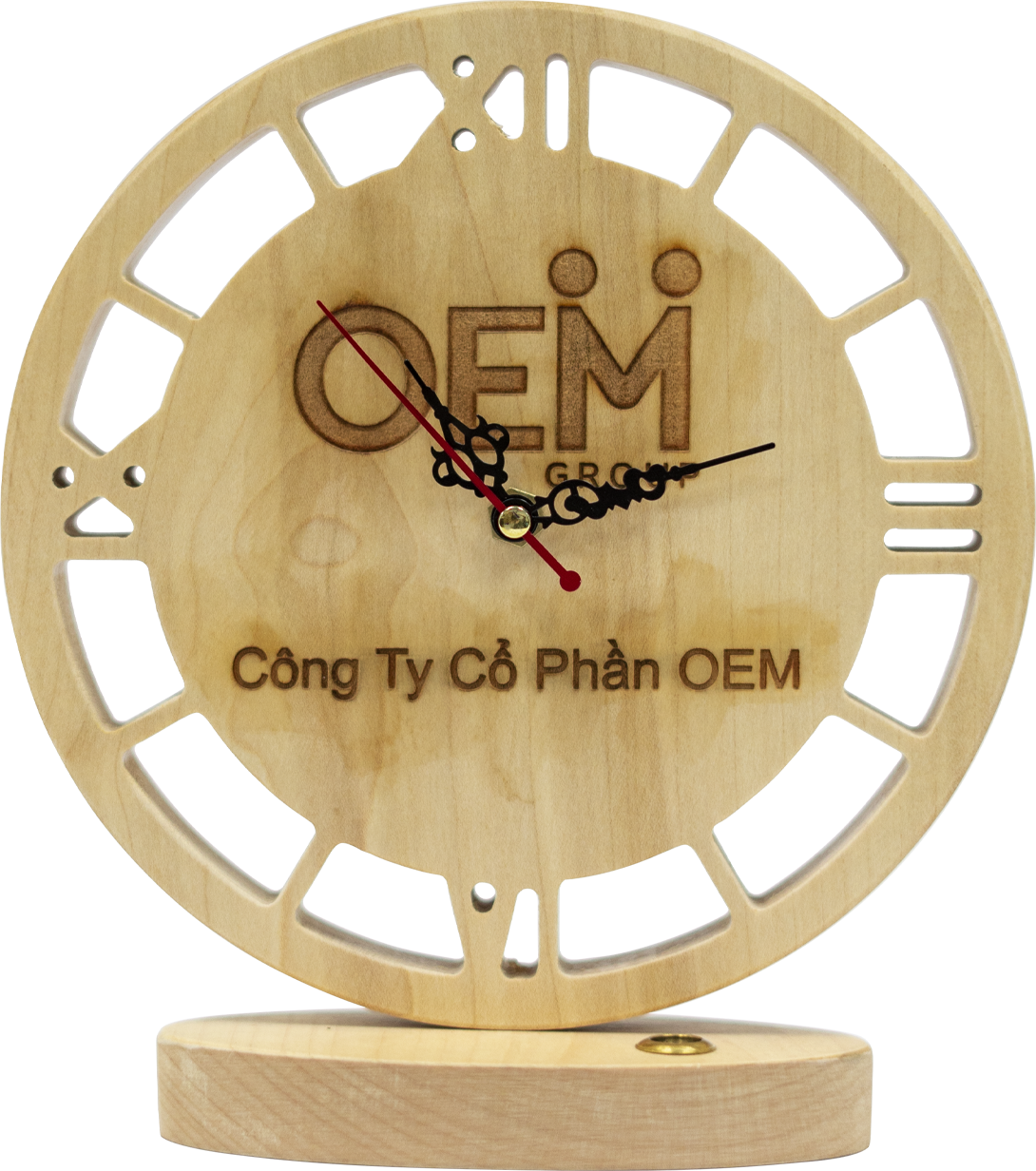Đồng Hồ Gỗ Khắc Logo - OEMgroup.vn - Quà tặng doanh nghiệp