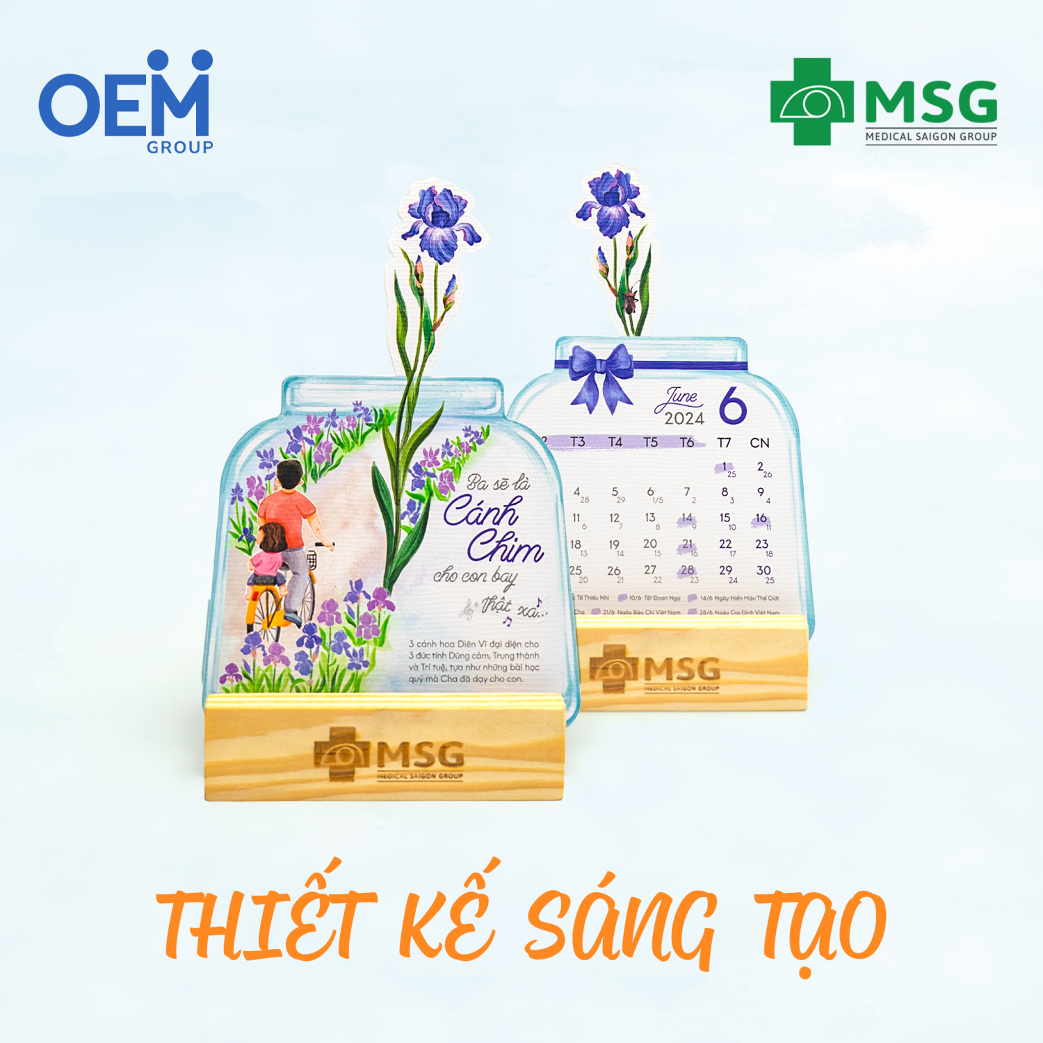 Điểm nhấn của bộ lịch này là thiết kế hai trong một đẹp mắt, vừa là bộ lịch Tết vừa là một lọ hoa lung linh sắc màu. 
