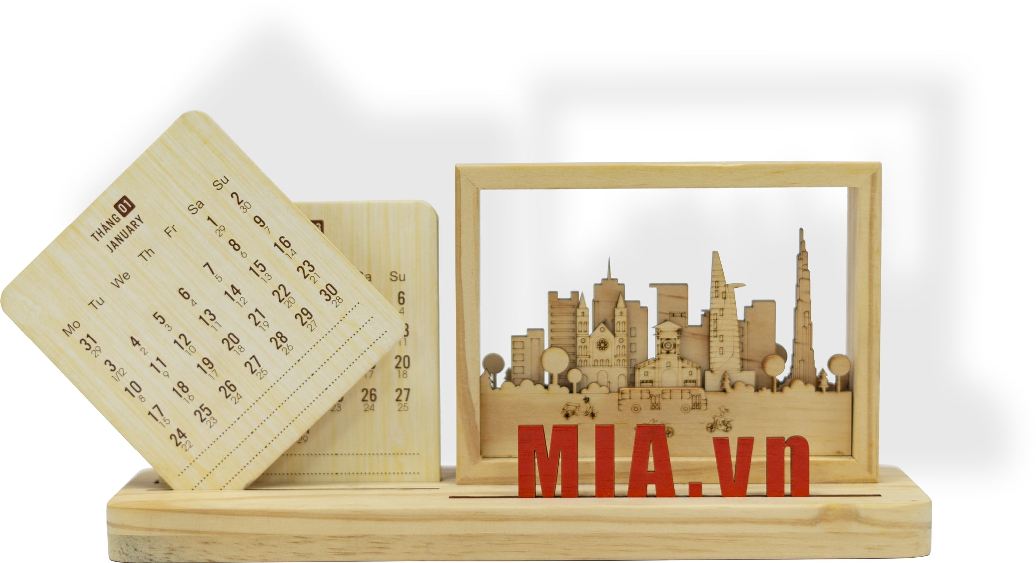 Bộ Lịch Gỗ Để Bàn Có Hộp In Khắc Logo - Ảnh 3