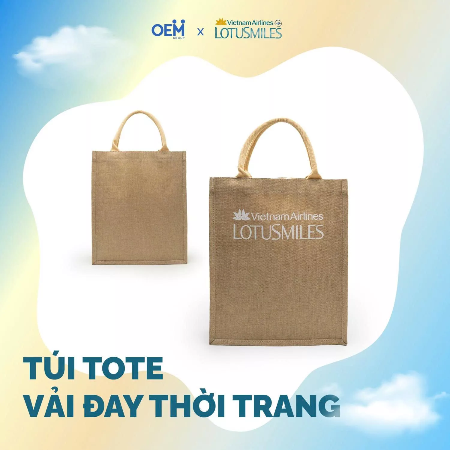 Túi tote vải đay thân thiện môi trường merchandise Vietnam Airlines
