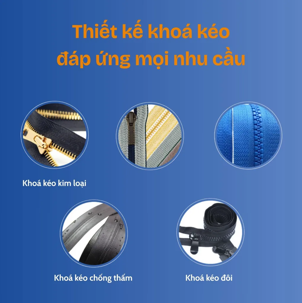 Thiết kế khoá kéo đa dạng đáp ứng mọi nhu cầu
