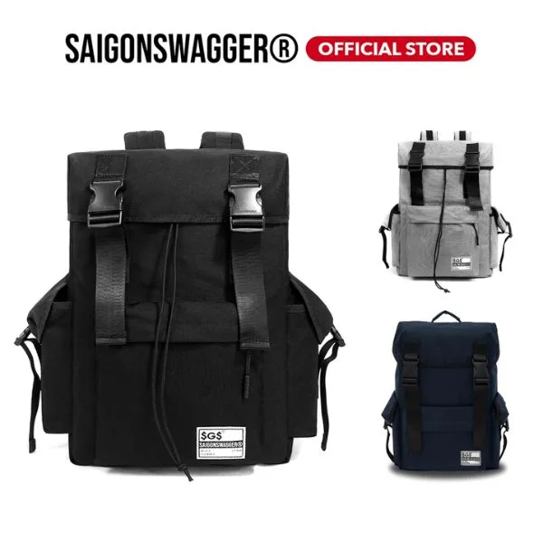 Balo Saigon Swagger cá tính, đậm chất thời trang đường phố với chất liệu vải dù cứng cáp và họa tiết kẻ sọc nổi bật