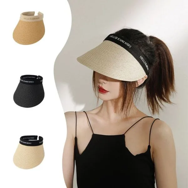 Mũ nón cói visor nửa đầu đi biển rộng vành tròn đẹp cho nữ