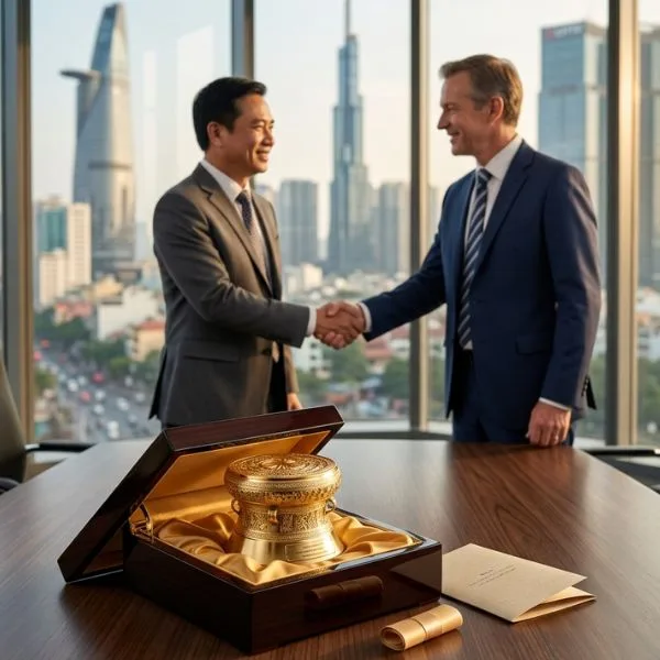 Nghệ thuật ngoại giao kinh doanh thông qua những món quà tặng mang đậm bản sắc văn hóa Việt Nam là _chất xúc tác_ mạnh mẽ để xây dựng niềm tin với đối tác quốc tế