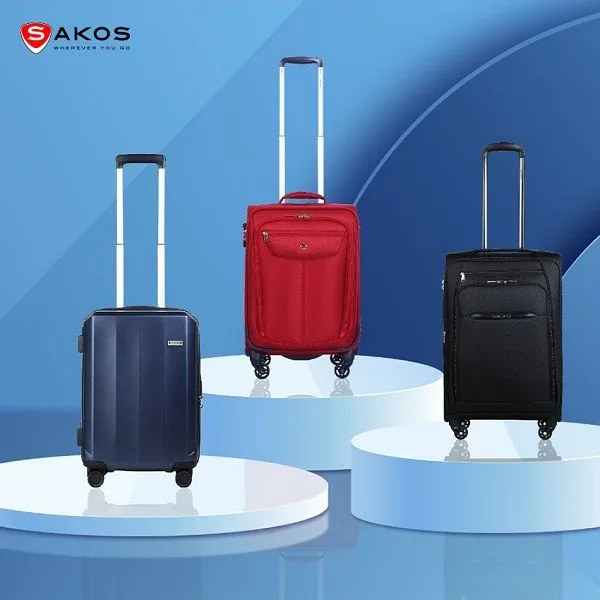 Vali Sakos mang dáng vẻ cứng cáp, hiện đại với công nghệ phủ nhám chống trầy xước và hệ thống dây khóa đôi chống rạch an toàn